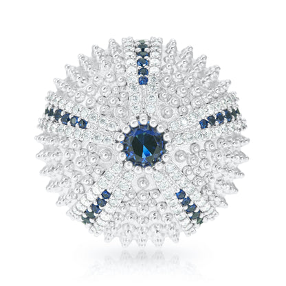 Sea Urchin Cocktail Ring - Blue - Silver