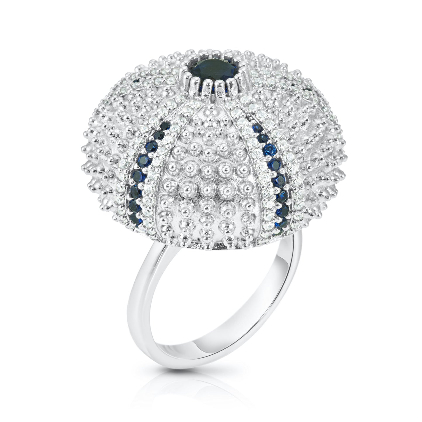 Sea Urchin Cocktail Ring - Blue - Silver