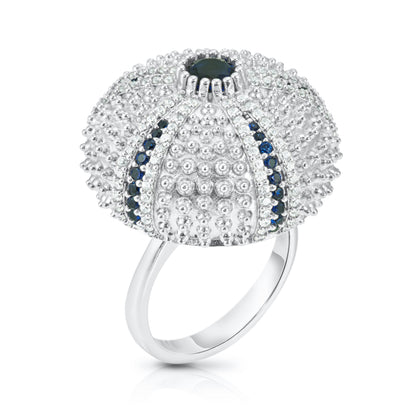 Sea Urchin Cocktail Ring - Blue - Silver