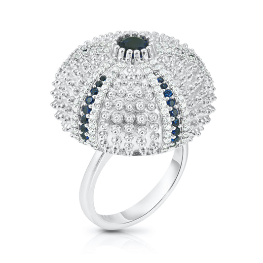 Sea Urchin Cocktail Ring - Blue - Silver