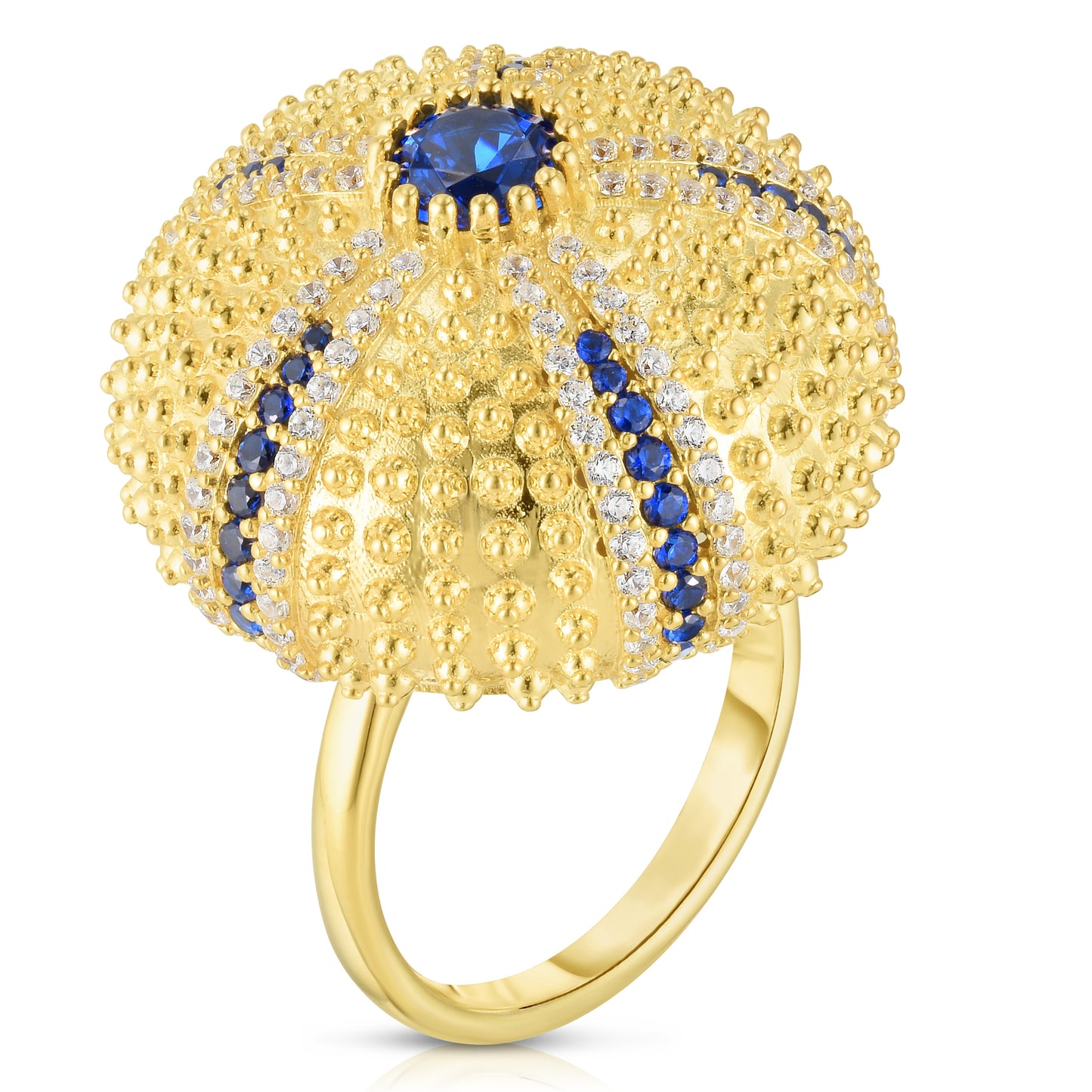 Sea Urchin Cocktail Ring - Blue - Gold