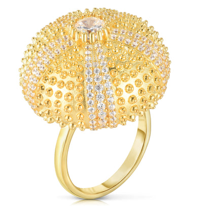 Sea Urchin Cocktail Ring - White - Gold