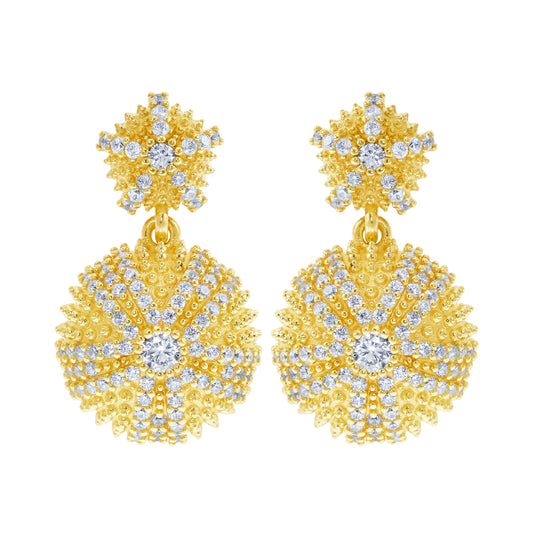 Sea Urchin Cocktail Pendant Earrings - Gold