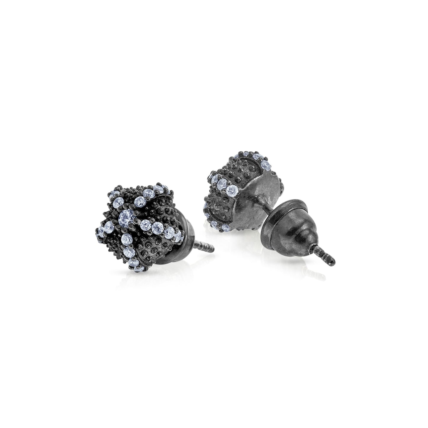 Sea Urchin Cocktail Micro Stud Earrings - Black Rhodium