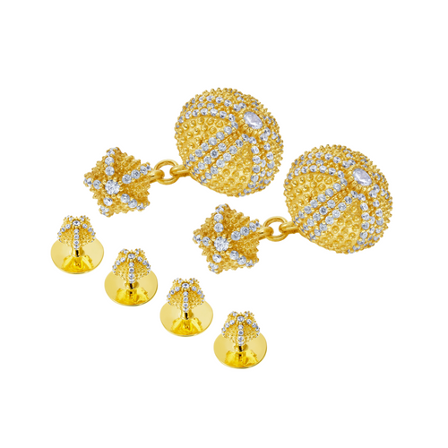 Sea Urchin Cufflinks & Studs Set - 22 karat Gold
