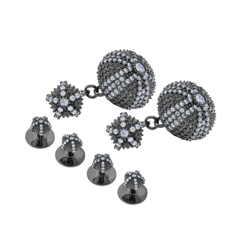 Sea Urchin Cufflinks & Studs Set - Black Rhodium