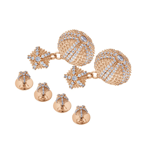 Sea Urchin Cufflinks & Studs Set - Pink Gold