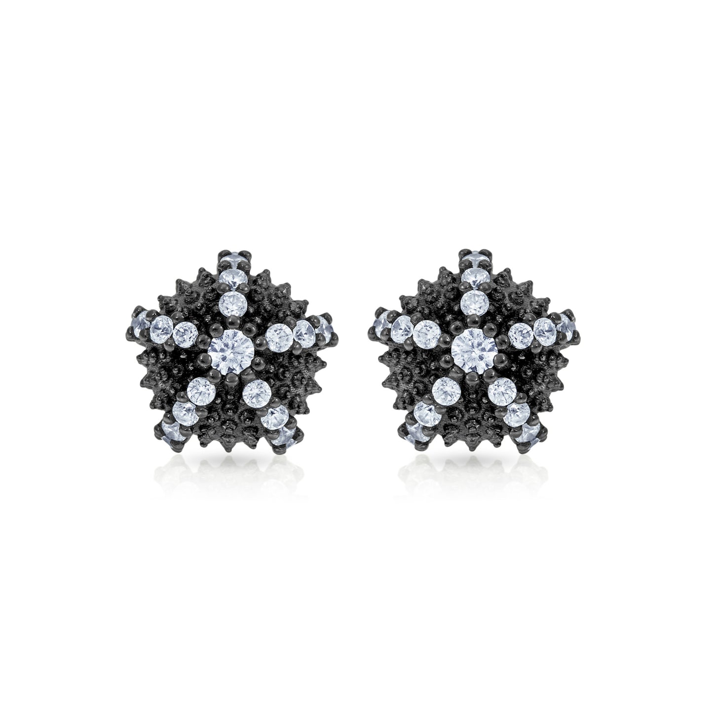 Sea Urchin Cocktail Micro Stud Earrings - Black Rhodium