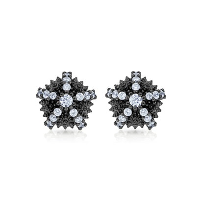 Sea Urchin Cocktail Micro Stud Earrings - Black Rhodium