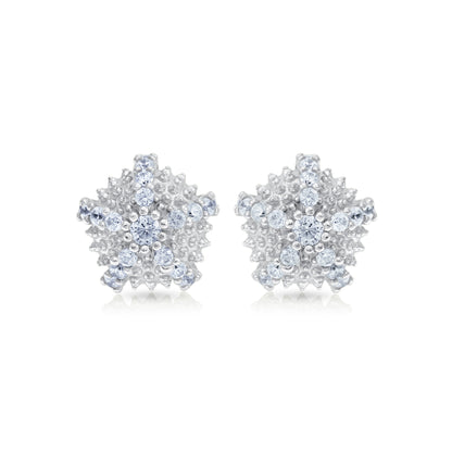 Sea Urchin Cocktail Micro Stud Earrings - Silver