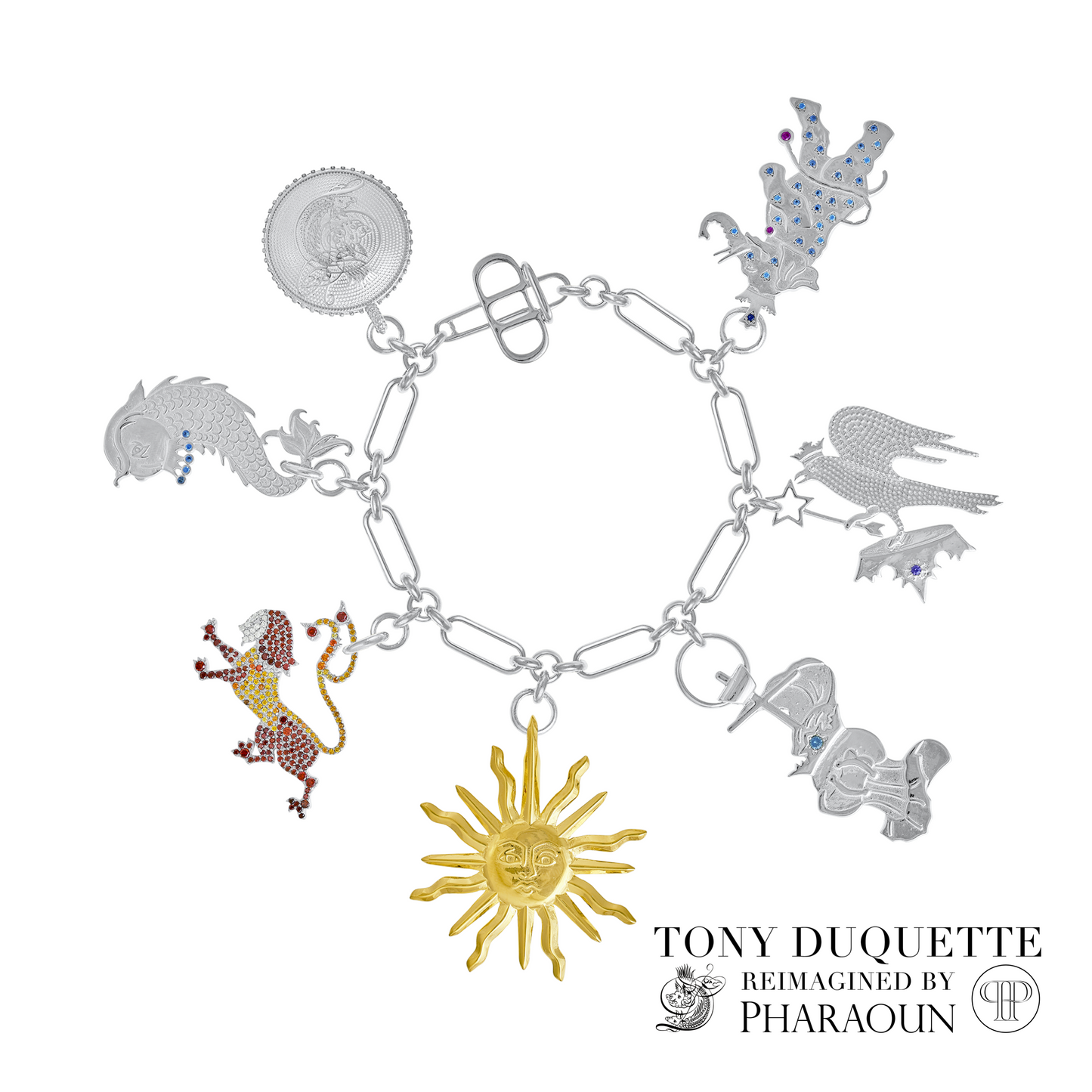 Tony Duquette Reimagined by Pharaoun Camelot Cocktail Charm Bracelet