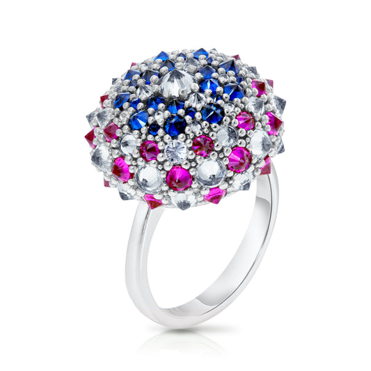 America Bonbon Cocktail Ring - Silver