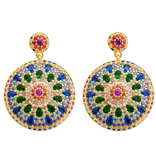 Chakra Mandala Cocktail Earrings - Gold