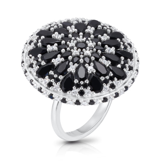 Mini Night Mandala Cocktail Ring - Silver